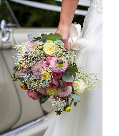 Investment flowers in brides hand