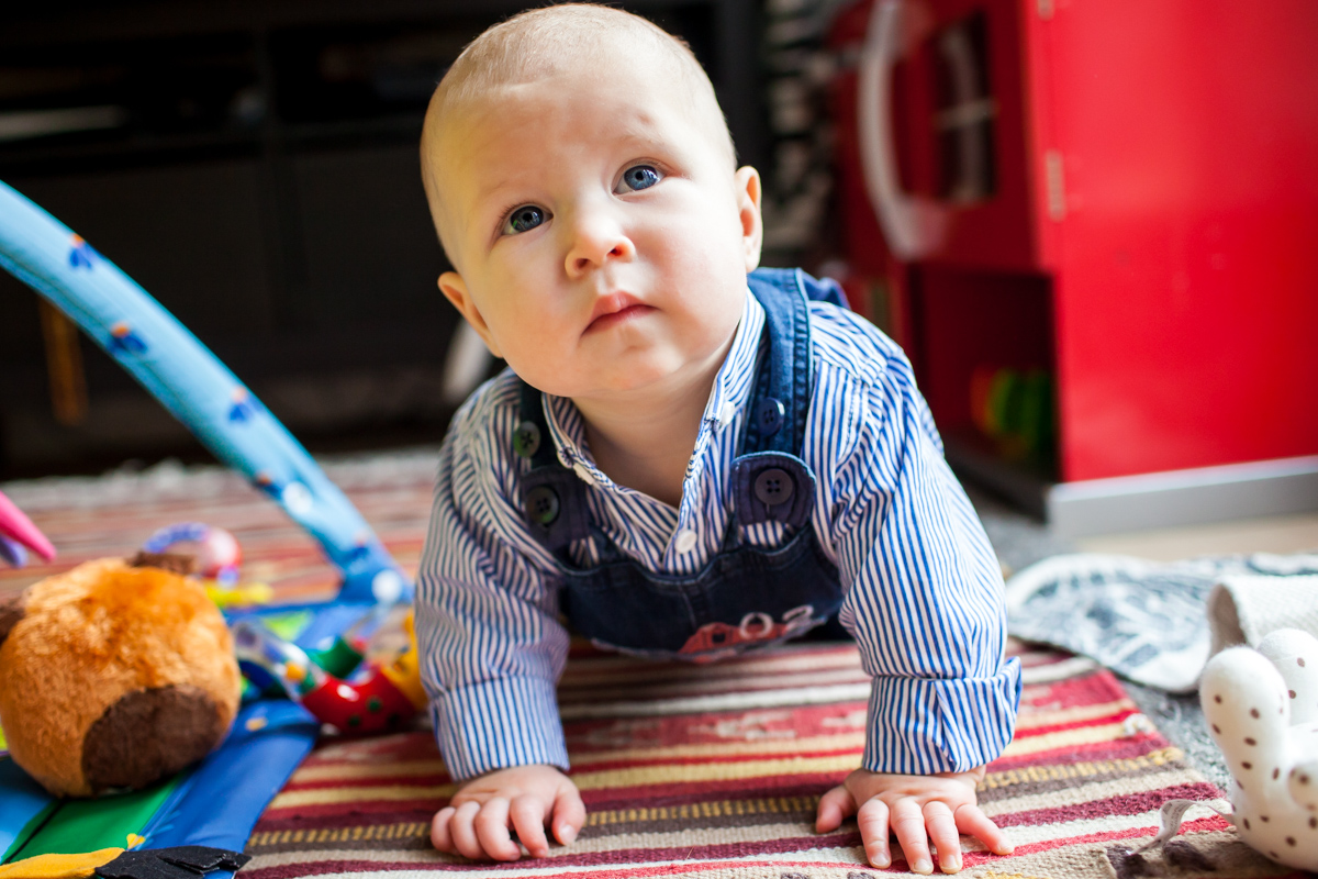 Little boy looking up