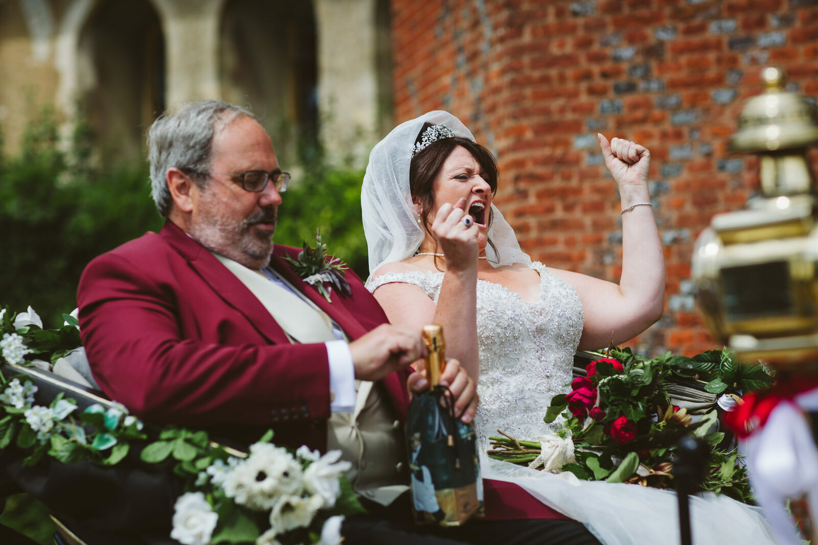 cheering bride