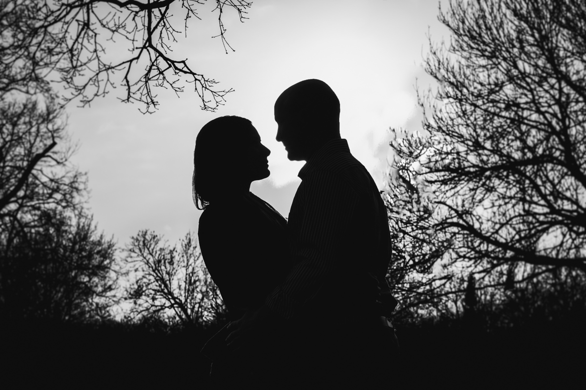 black and white silhouette of a couple